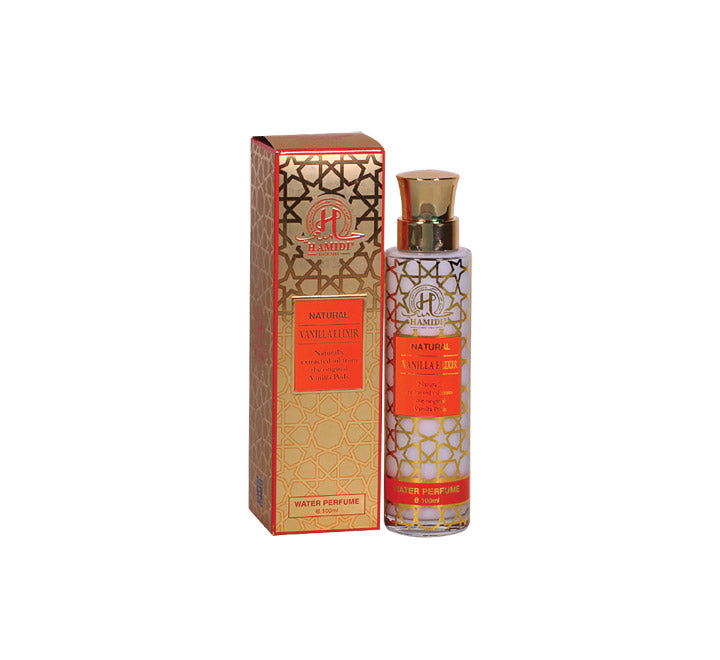 Hamidi Water Perfume Natural Vanilla Elixir 100MLPerfumes & FragrancesNaturally extracted oil from the origins of vanilla petals. Water perfumes formula containing natural vanilla extracts that softly kisses and refreshes your skin all day for a long-last